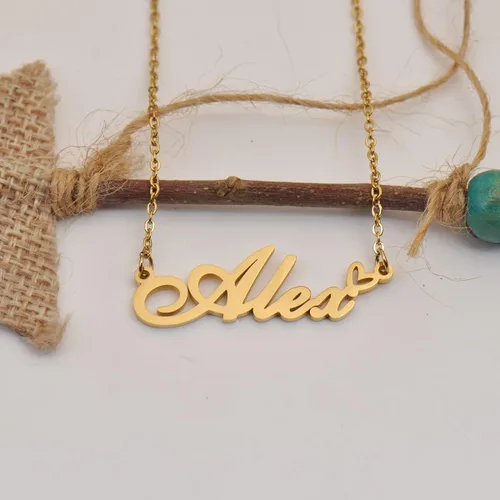 Miniatura 3 de HUAN XUN Collar personalizado con cualquier nombre para mujer en oro y plata