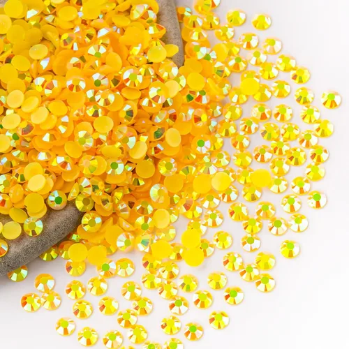 Miniatura 52 de Diamantes de imitación AB verdes a granel, 5000 piezas de diamantes de imitación de fondo plano redondos de gelatina AB sin fijación térmica, gemas