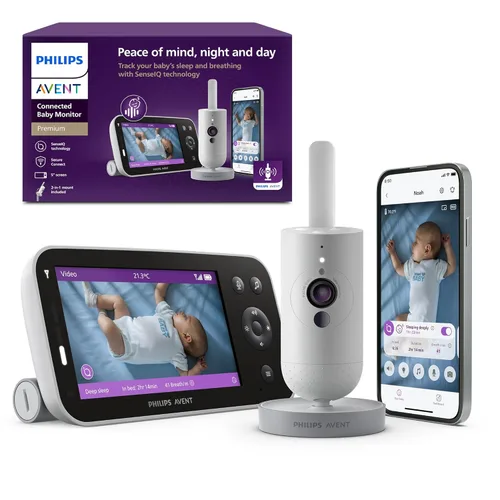 Philips Avent Monitor de bebé conectado de alta calidad, monitor inteligente para bebés con aplicación, cámara de 1080p, seguimiento de movimiento