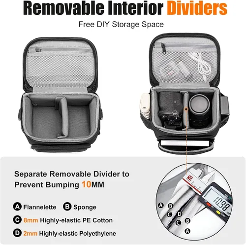 Miniatura 4 de Cwatcun Bolso bandolera para cámara pequeña, bolsa bandolera para cámara, impermeable, para fotografía de viaje, para Canon, Nikon, Sony, Fuji