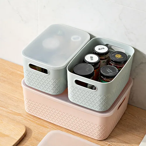 Miniatura 8 de HANAMYA Organizador de contenedores de almacenamiento con tapa Contenedor organizador de almacenamiento, 4 litros, juego de 6, menta