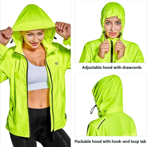 Miniatura 4 de FitsT4 - Chaquetas de ciclismo para mujer, ligeras, resistentes al viento, reflectantes, con capucha