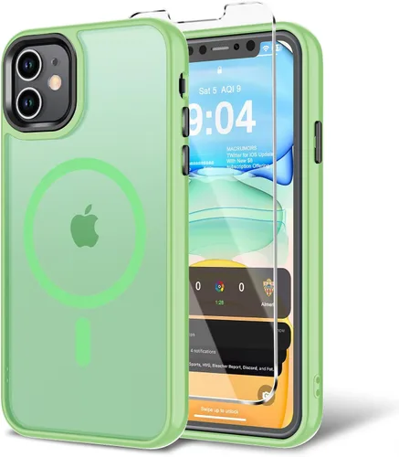 Miniatura 108 de Funda para iPhone 11 con protector de pantalla, compatible con MagSafe, ultra delgada, translúcida, mate, a prueba de golpes, color negro