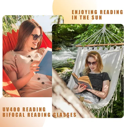 Miniatura 2 de LADEESSE 3 Pack Reading Sunglasses for Women Fashion Cateye Sun Readers Outdoor Reading Glasses UV400