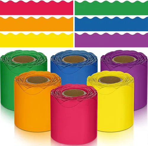 Miniatura 7 de TaoBary 6 Rollos 59.98 m Decoraciones de Bordes de Tablero de Anuncios de Navidad y de Invierno para el Aula, Bordes Dentados para Tablero de negro