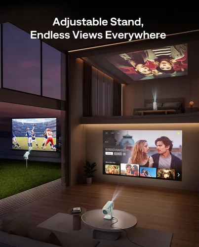 Miniatura 3 de Aurzen BOOM Air - Proyector portátil Google TV con WiFi y Bluetooth, alimentado por USB-C, proyector inteligente para películas al aire libre