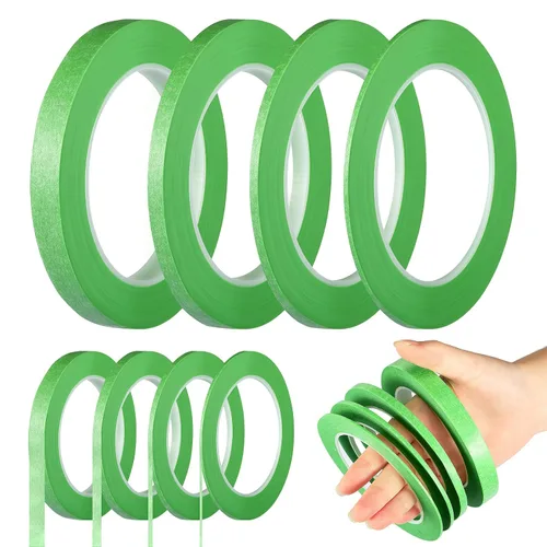 Miniatura 11 de Epakh 4 rollos de cinta para rayas finas, cinta de enmascarar de 1/16, 1/8, 1/4 y 1/2 pulgadas de ancho, para pintores automotrices DIY arte