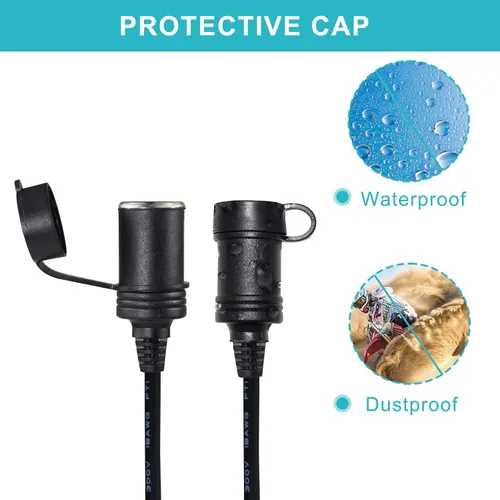 Miniatura 8 de Cable de extensión de encendedor de cigarrillos CC de 10 pies y 12 voltios con interruptor de encendido y apagado, cable de extensión de carga