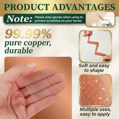 Miniatura 3 de Therwen Pantalla de malla de cobre de 48 pulgadas x 10 pies, 99.9% cobre puro 40 rollo de malla para conexión a tierra, pantalla de filtro denso