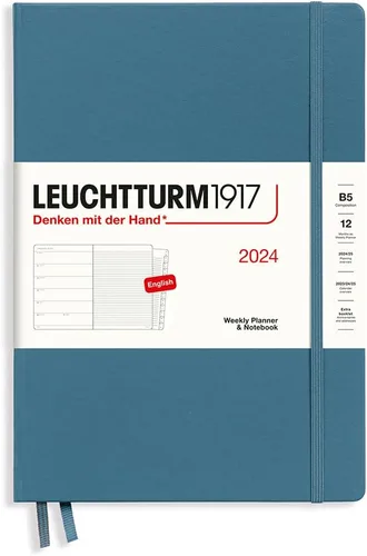 Miniatura 31 de LEUCHTTURM1917 - Agenda semanal y cuaderno 2024 con folleto adicional, tapa dura, composición (B5), verde (1 de enero - 31 de diciembre de 2024)
