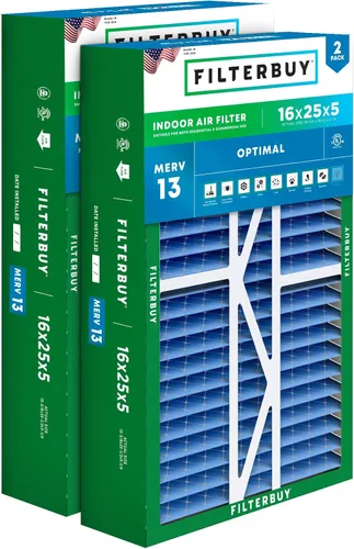 Miniatura 10 de Filterbuy Filtro de Aire MERV 13 de 20 x 25 x 5 pulgadas para defensa óptima contra el humo y las alergias (paquete de 2), filtros plisados