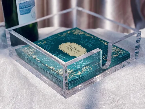 Miniatura 4 de IEEK Servilletero de papel de cóctel acrílico, servilleta decorativa transparente para cócteles, servilletero, paquete de 1
