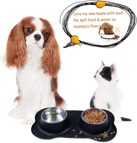 Miniatura 5 de AsFrost Cuencos para comida de perro de acero inoxidable Cuencos para mascotas y cuencos para agua de perro sin derrames ni deslizamiento, cuencos