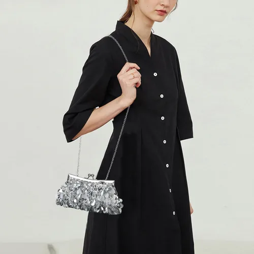 Miniatura 6 de Euarnalie Bolso de mano de lentejuelas para boda, brillante, para noche, baile de graduación, cóctel, fiesta, bolsos