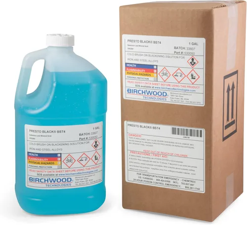 Birchwood Presto Black BST4 Technologies - Cepillo frío en solución ennegrecedor para aleaciones de hierro y acero, pátina tradicional de acero azul