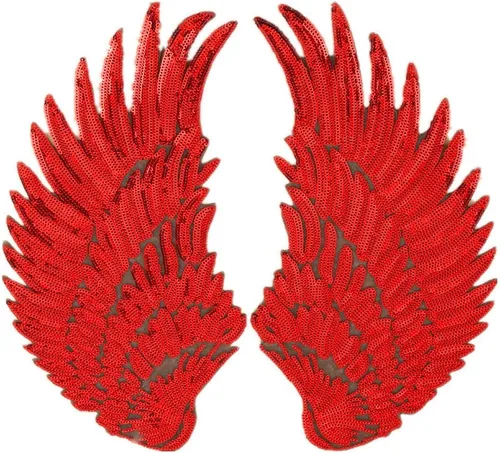 Miniatura 5 de Parches grandes de lentejuelas con alas de ángel para planchar y coser con motivo bordado para ropa de bricolaje (dorado)