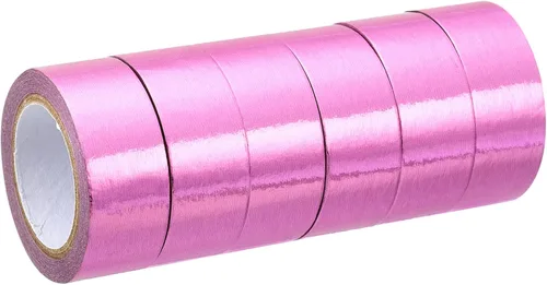 PATIKIL Cinta adhesiva metálica Washi de 0.591 in x 16.4 ft, paquete de 6 calcomanías adhesivas de papel de arte para bricolaje, manualidades, Rosa