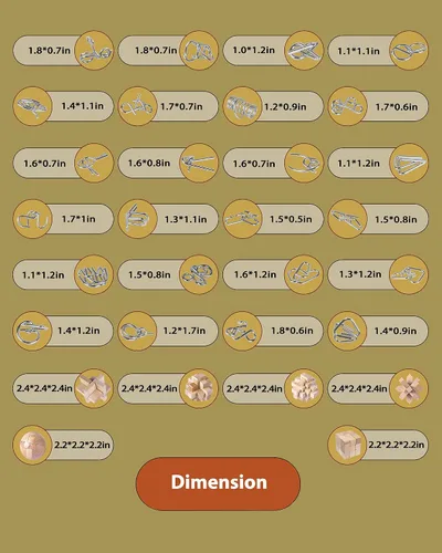 Miniatura 3 de RLYLF 30 piezas rompecabezas rompecabezas rompecabezas juegos educativos mente madera y metal rompecabezas 3D desbloqueo bloqueo IQ caja