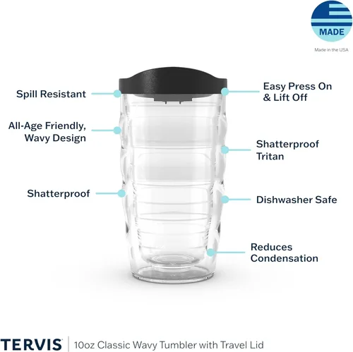 Miniatura 3 de Tervis Disney - Vaso aislado de doble pared hecho en Estados Unidos mantiene las bebidas frías y calientes, 10 onzas, ondulado, clásico Vaso