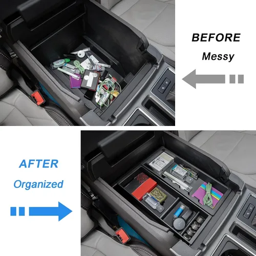 Miniatura 6 de PIMCAR Organizador de consola central para Ford F150 2021 2022 2023, F150 Lightning 2022 2023 Caja de almacenamiento del reposabrazos Accesorios