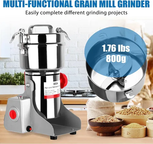 Miniatura 4 de Molinillo eléctrico de grano de 3000 W, molinillo de harina de acero inoxidable de 28.22 oz para uso doméstico, pulverizador comercial de alta