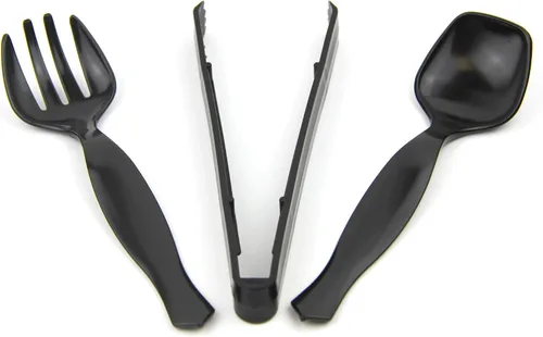 Fit Meal Prep Paquete de 30 cucharas de 10 x 8.5 pulgadas, 10 tenedores de 8.5 pulgadas, combo de pinzas de 10 x 9 pulgadas, juego de utensilios de