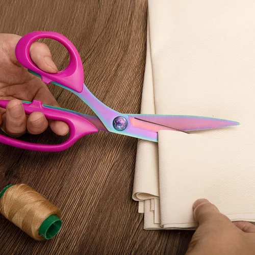 Miniatura 4 de Tijeras de costura para zurdos de 9 pulgadas para corte de tela, tijeras profesionales afiladas de alta resistencia con revestimiento de titanio