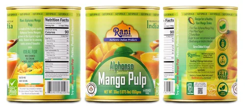 Miniatura 8 de Puré de pulpa de mango Rani (hace batidos de mango Lassi) Alphonso endulzado 30 onzas (1.875 libras) 29.98 oz ~ Kosher Todo natural Sin OMG