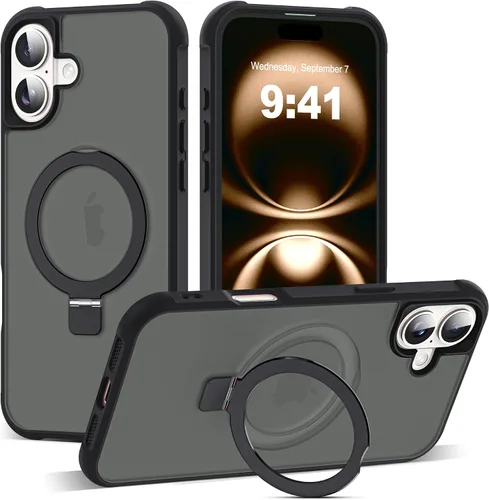 Miniatura 14 de SKYLMW – Funda compatible con iPhone 12 Pro Max y iPhone 13 Pro Max con soporte magnético invisible tipo anillo, fundas translúcidas para teléfonos