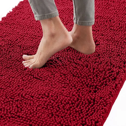 Miniatura 93 de Gorilla Grip - Tapete de baño afelpado, absorbente, peludo, de felpilla, para base de inodoro cuadrada, reverso de goma, suave, de microfibra, claro