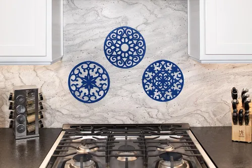 Miniatura 8 de GASARÉ, Salvamanteles de silicona extra grandes, gruesos, de 10 pulgadas para platos calientes, ollas y sartenes, almohadillas calientes para Azul
