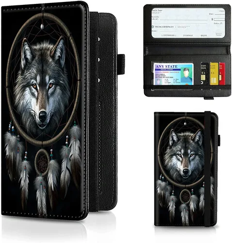 Miniatura 20 de Funda para chequera para hombres y mujeres, cartera de cuero RFID con ranuras para tarjetas de crédito, soporte de cheques duplicados personales