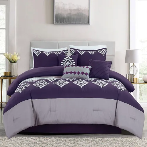 MERRY HOME Juego de edredón de cama – Juego de edredón de tamaño King (14.11 oz/m²), juego de edredón de 7 piezas suave y cómodo para todas las Gris