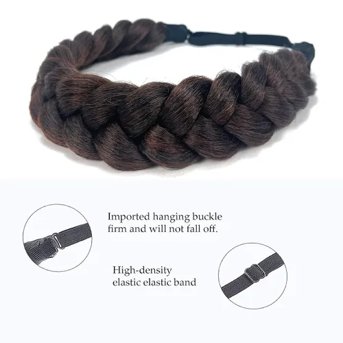 Miniatura 5 de Diadema trenzada de 3 hebras de pelo sintético trenzado grueso grueso grueso elástico diadema ropa señoras belleza