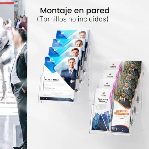 Miniatura 5 de MaxGear Soporte acrílico para folletos de 8.5 x 11 pulgadas, organizador de literatura transparente de 4 niveles, soporte exhibidor para revistas