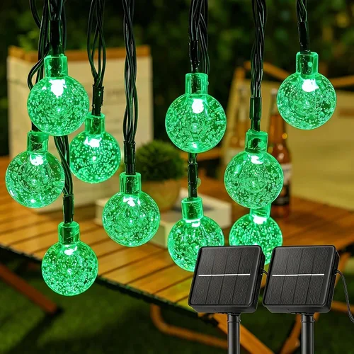 Miniatura 17 de Brightown Luces de Cadena Solares para Exteriores 60 LED 35.6 Pies Luces de Globo de Cristal con 8 Modos de Iluminación, Luces Solares Impermeables