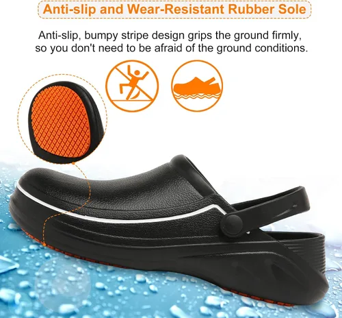 Miniatura 3 de JSWEI Zapatos de cocina unisex para adultos, antideslizantes, resistentes al agua, para hombres, mujeres, enfermeras, jardineros, interiores