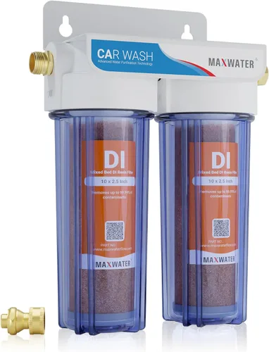 Max Water Unidad de enjuague de auto desionizada de 2 etapas, desionizador de agua de alta calidad para sistema de agua de lavado de autos, RV y