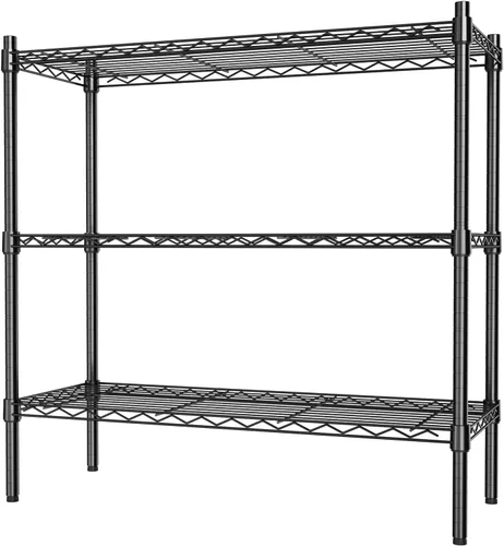 Auslar Estantes de alambre de almacenamiento de 3 estantes, resistentes de 3 niveles, estantes de pie, organizador de metal, estante de alambre