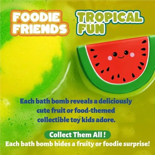 Miniatura 7 de Zippytots - Bombas de baño para niños con juguetes de comida en el interior, paquete de 16 surtidos de burbujas de baño sorpresa coloridas, bombas