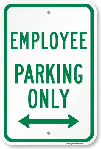 Miniatura 9 de SmartSign Letrero de metal "Employee Parking Only" de 18 x 12 pulgadas con flecha derecha, aluminio laminado inoxidable de 63 mil, verde y blanco
