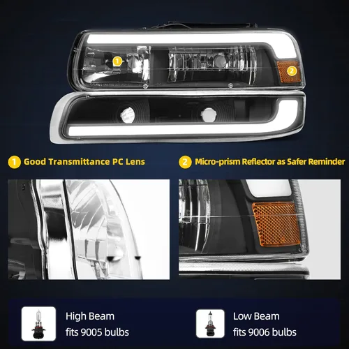 Miniatura 4 de DWVO Faros delanteros LED DRL compatibles con Chevy Silverado 1999-2002 1500 2500/2001-2002 Chevy Silverado 1500HD 2500HD 3500/2000-2006 Tahoe LED