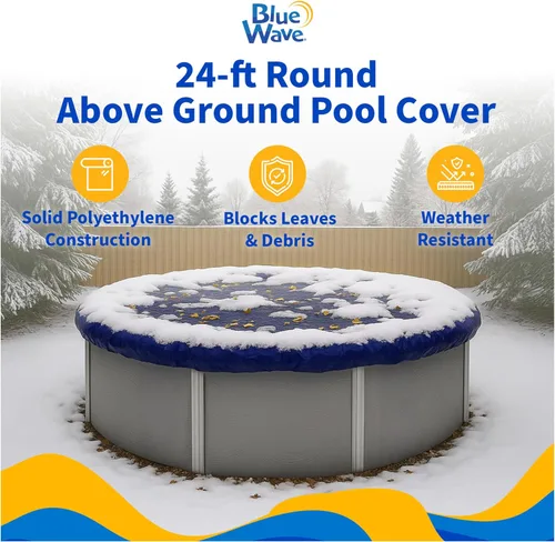 Miniatura 2 de Blue Wave Funda redonda dorada para alberca sobre el suelo de 24 pies para invierno, polietileno duradero y resistente a la intemperie