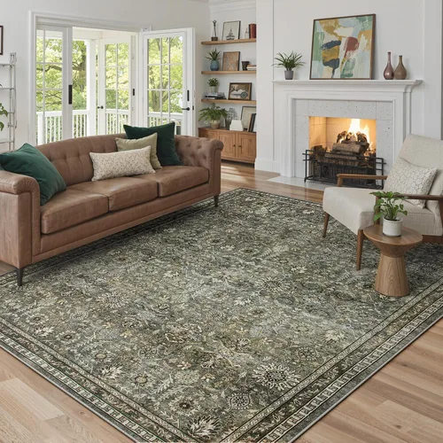 Miniatura 13 de Alfombras Lahome de color verde oscuro para pasillo de 2x10, alfombra lavable resistente a manchas para cocina de 10 pies, alfombra antideslizante
