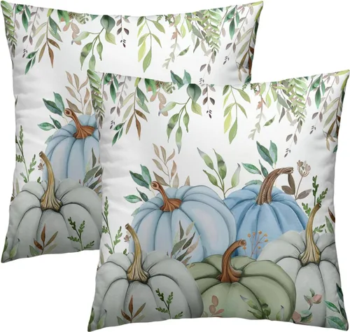 Miniatura 55 de Giwawa Juego de 2 fundas de almohada de calabaza otoñal de 16 x 16 pulgadas, fundas de cojín de algodón de madera de girasol para sofá, patio