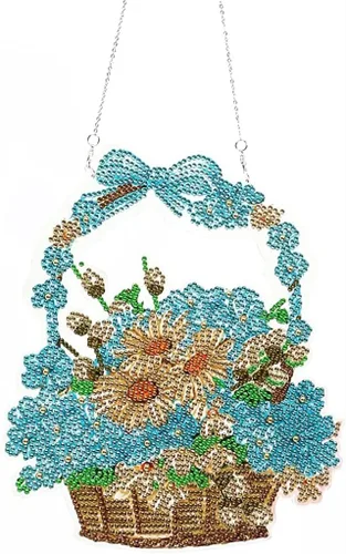 Miniatura 12 de YEESAM ART Kit de decoración de Navidad con diamantes de imitación 5D, cesta de flores de mariposa de 7.5 x 9.1 in, arte de diamantes de imitación