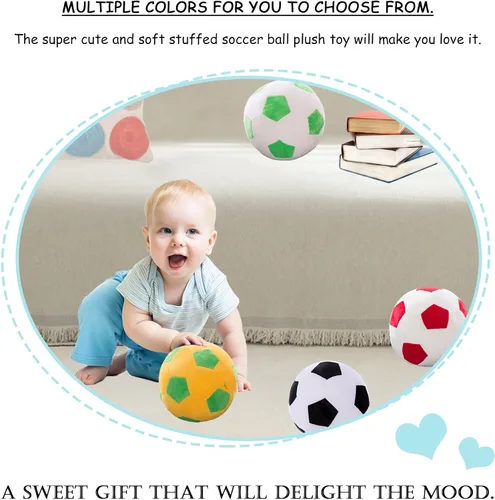 Miniatura 2 de zhidiloveyou Bola de fútbol de felpa de 9 pulgadas, almohada de fútbol de felpa regalo de fútbol para niños, rojo-blanco