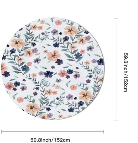 Miniatura 2 de Exquisite Floral Round Tablecloth White Table Cloth Decor Washable Table Cover with Wrinkle Resistant for Home Kitchen Dining Room Picnic Camping