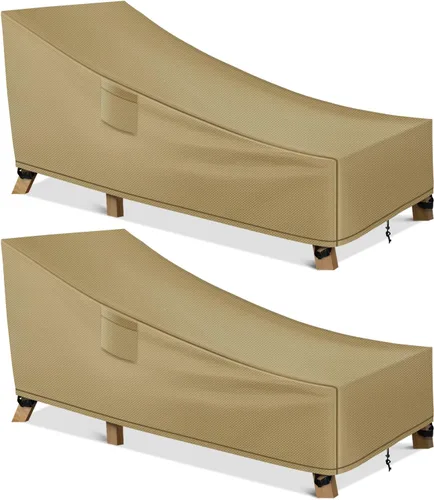 Miniatura 7 de WLEAFJ Funda impermeable para tumbona de patio, fundas resistentes para sillas de salón al aire libre, fundas negras duraderas para muebles