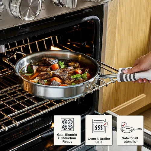 Miniatura 6 de Utensilios de cocina All-Clad bd005705 D5 acero inoxidable de 5 capas, se puede lavar en lavaplatos. Set, 5 piezas, plata, Acero inoxidable